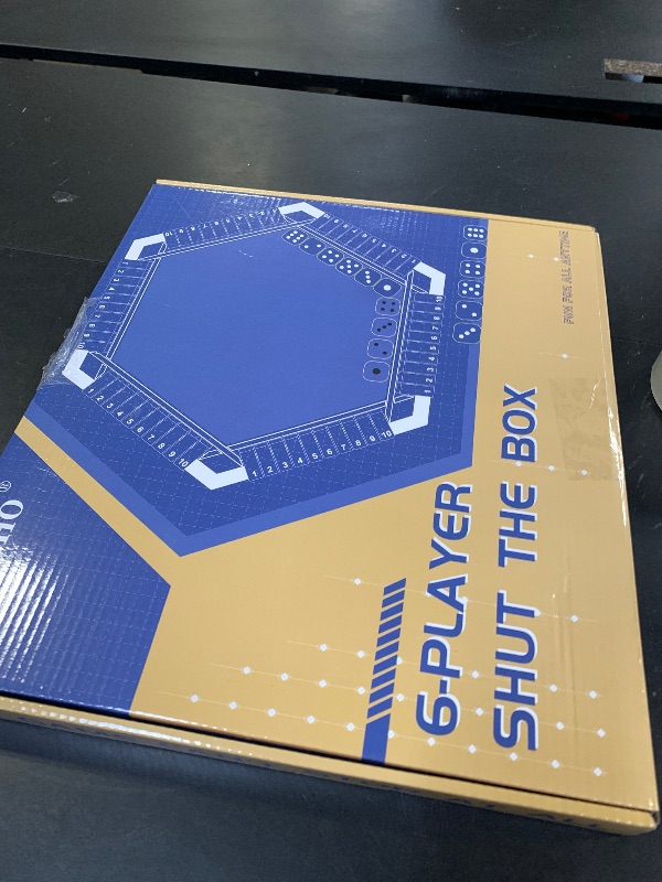 Photo 1 of 1-6 Players Shut The Box Dice Game, Wooden Board Table Math Game with 16 Dice, Classics Tabletop Version Games for Kids Adults, Family,Classroom,Home,Party or Pub