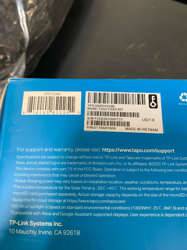 Photo 1 of Tapo 4K Outdoor Pan/Tilt Wireless Security Camera - Battery with Solar Charging, 360° Motion Track, 24/7 Capture, Person/Vehicle Detection, Subscription-Free Local Storage or Optional Cloud, C660 KIT