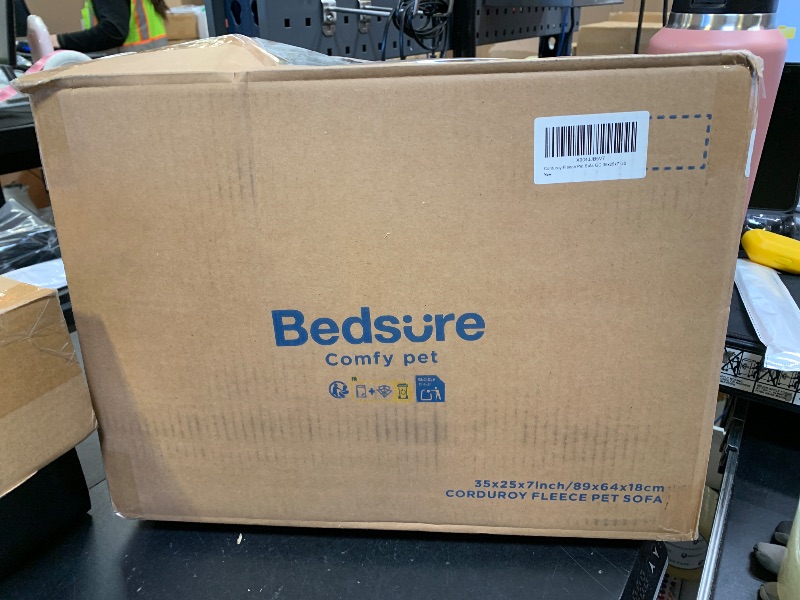 Photo 1 of Bedsure ComfyFleece™ Orthopedic Dog Beds Large Sized Dog, Waterproof Memory Foam Pet Couch Sofa with Sides, Non-Slip Bottom and Egg-Crate Foam Large Pet Bed with Washable Corduroy Cover, Grey