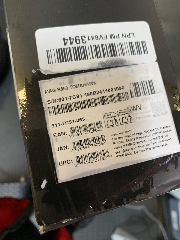 Photo 1 of **NOT FUNCTIONING** PARTS ONLY* MSI MAG B550 Tomahawk Gaming Motherboard (AMD Ryzen 5000 Series, AM4, DDR4, PCIe 4.0, SATA 6Gb/s, M.2, USB 3.2 Gen 2, HDMI/DP, 2.5Gbps LAN, ATX)