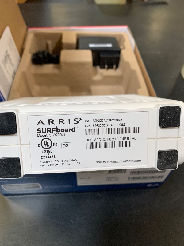 Photo 1 of ARRIS SURFboard SB8200 DOCSIS 3.1 Multi?Gig Cable Modem | 2 -1Gbps Ethernet Ports | Works with Xfinity, Cox, Spectrum | For Cable Internet Plans up to 2Gbps | Modem Only, Router Required