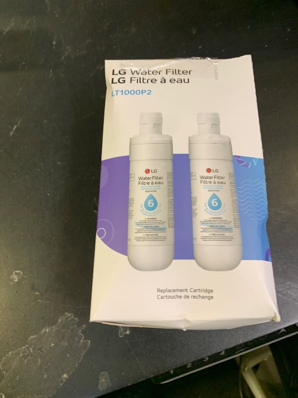 View 2 of LG LT1000P2 6-Month / 200 Gallon Refrigerator Replacement Water Filter, Reduces Chlorine, 2 Count (Pack of 1), White.