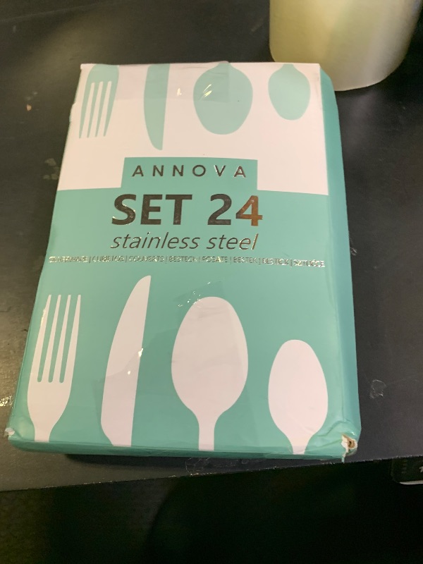 Photo 1 of Annova Flatware 24 Pieces Set/Stainless Steel Vintage Silverware/Cutlery Set, Ivory Color, Dinner Knife/Dinner Fork/Dinner Spoon/Dessert Spoon, Mirror Polished, Service for 6 - Cream/Ivory Vintage