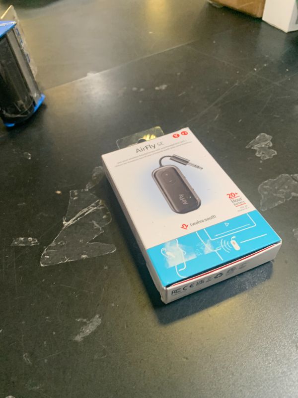 Photo 1 of Twelve South AirFly SE, Bluetooth Wireless Audio Transmitter for AirPods/Wireless or Noise-Cancelling Headphones; Use with Any 3.5 mm Audio Jack on Airplanes, Gym Equipment or iPad/Tablets (Black)
