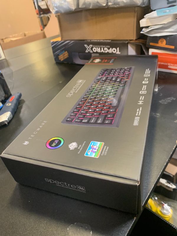 Photo 1 of TECWARE Spectre 96% RGB Mechanical Gaming Keyboard | Customizable LCD Screen | Tri-Mode Wireless with Knob | Gasket Mount | South Face 5-Pin Hot-Swappable Sockets | Black Candy Red Linear Switch