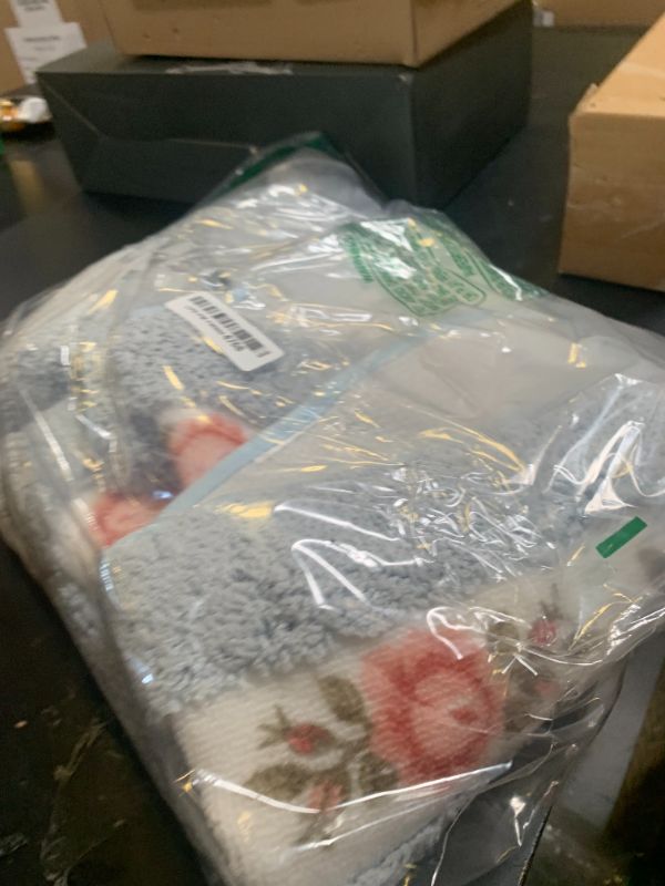 Photo 1 of Drydiet 3 Pcs Rose Flowers Bathroom Rugs Set Coquette Room Decor Floral Bath Mat U Shaped Toilet Rug Non Slip Absorbent Floral Bath Carpet (Blue)