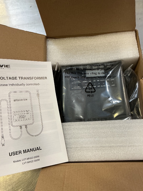 Photo 1 of SUNVIE 300W Low Voltage Landscape Transformer with 2 Independent Control Output Landscape Lighting Transformer with Timer and Photocell Sensor 120V AC to 12/14V AC Weatherproof Low Voltage Transformer