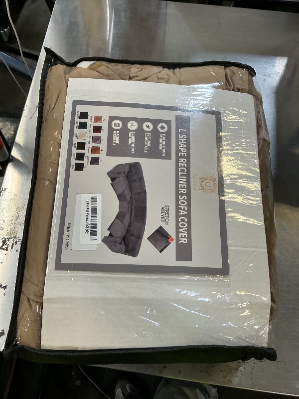 Photo 1 of ULTICOR 5-Piece Sectional Recliner Sofa Covers, Velvet Stretch Reclining Couch Covers for Reclining l shape Sofa, Thick, Soft, Washable (Sand, [l shape] 5 Seat Recliner Cover)