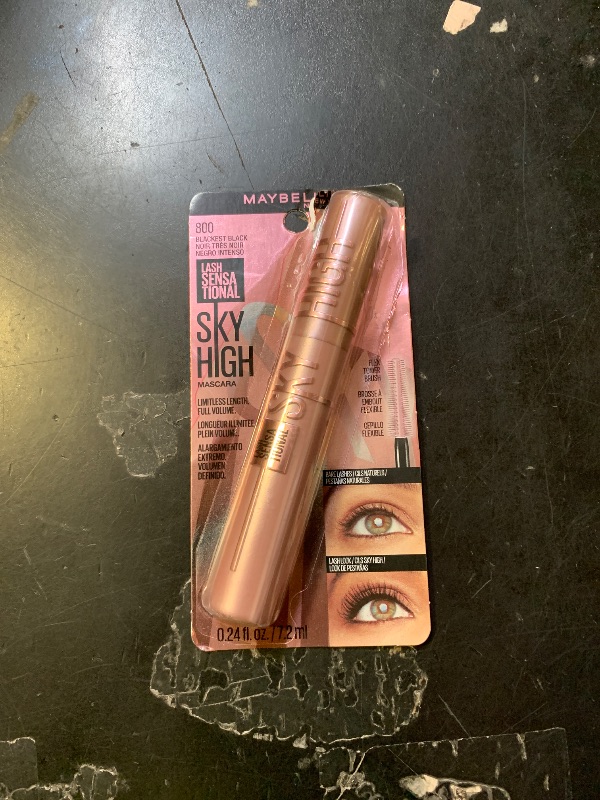 Photo 1 of **USED** Maybelline Lash Sensational Sky High Washable Mascara Makeup, Volumizing, Lengthening, Defining, Curling, Multiplying, Buildable Formula, Blackest Black, 1 Count