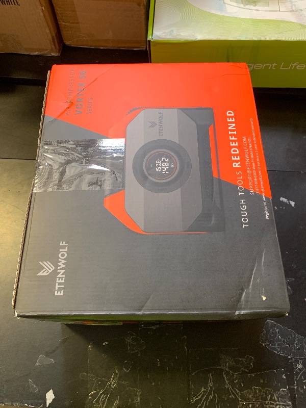 Photo 1 of ETENWOLF VORTEX S6 Tire Inflator Portable Air Compressor for Heavy-duty Vehicle, Cordless Air Pump for Car & Inflatables with 19200 mAh Battery, 100% Duty Cycle & Dual Cylinder Bike Pump, Vivid Orange