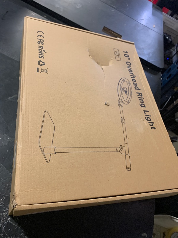 Photo 1 of Ring Light with Stand for Desk,Adjustable Overhead Phone Mount with 10" Ring Light Tripod for iPhone,Phone Tripod with Light and Remote Phones Holder for Video Recording,Live Stream,Cooking Video