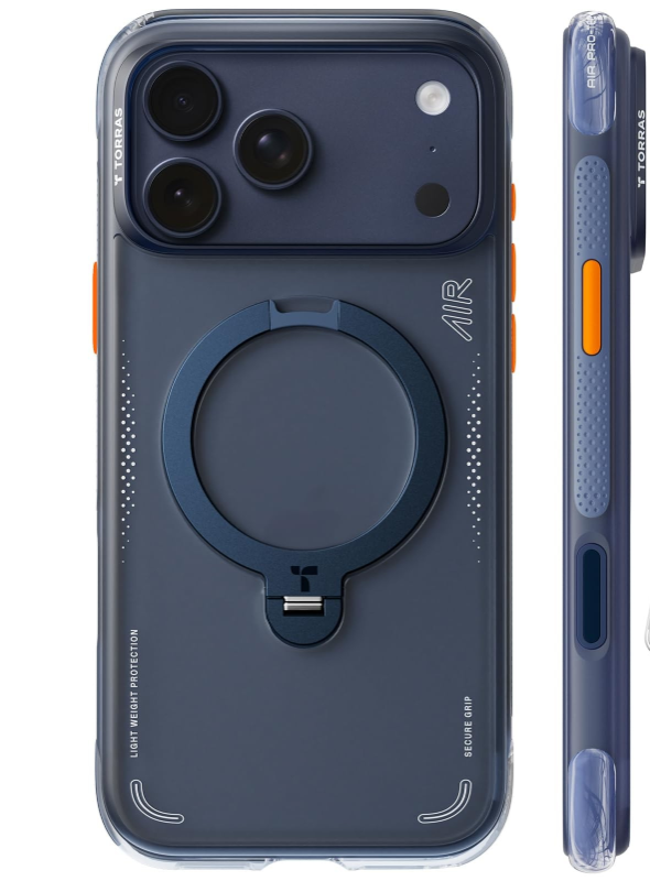 Photo 1 of TORRAS Ostand Q3 Air for iPhone 17 Pro Case 6.3'' with Stronger Magnetic Stand, Fit for Magsafe, Airbags Miltary Protection, Camera Control for iPhone 17 Pro Case, Shockproof & Stylish, Midnight Blue