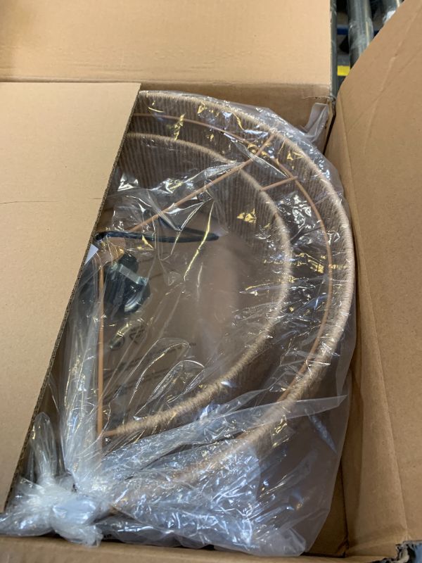 Photo 1 of Fenluster 18" Boho Semi Flush Mount Ceiling Light Gold Rattan Ceiling Light Farmhouse Ceiling Lamp with Natural Hemp Rope Lampshade for Dining Room Living Room Bedroom Kitchen