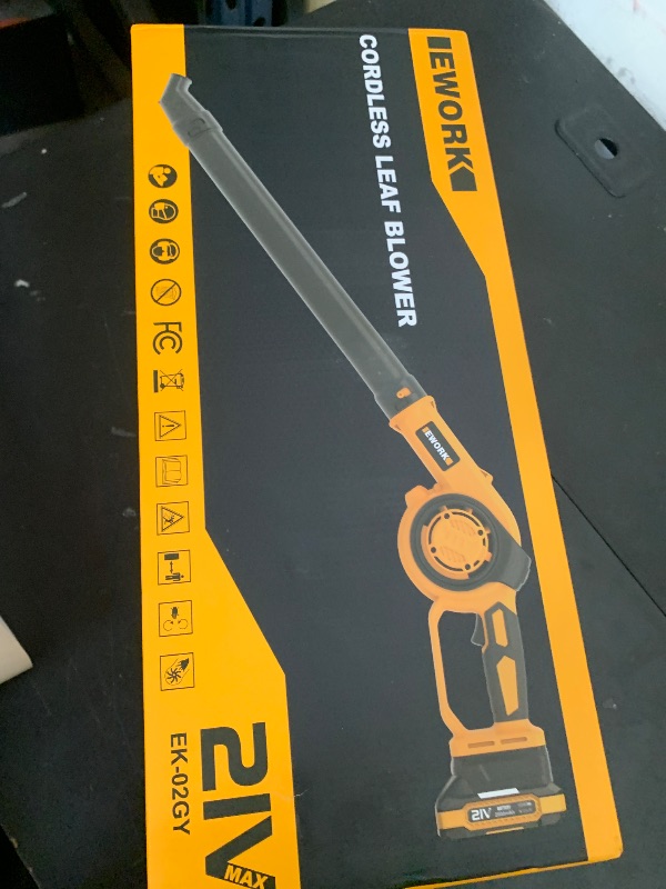 Photo 1 of EWORK Small Leaf Blower Cordless 21V 130CFM/200MPH Lightweight Electric Leaf Blower with 2x2.0Ah Battery and Fast Charger, Mini Battery Powered Compact Blowers for Lawn Care, Leaves, Jobsite