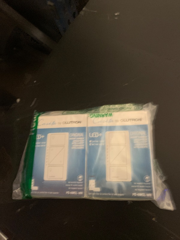 Photo 1 of Lutron Caseta Original Smart Dimmer Switch (Lutron Smart Hub Required), for LED Lights, 150 Watt, Single-Pole/3-Way, No Neutral Required, PD-6WCL-WH-2, White, 2 Pack