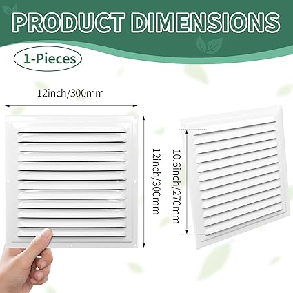 Photo 1 of (White 1 Pack 12" x 12"Inch) Gable Vents, Aluminum Walls, Lofts, Garages etc with Screened Metal Shed Vents, Outdoor House Loft Ceiling Reinforced Square Vents Shutters Exterior Grille (Gloss)

