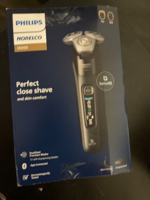 Photo 1 of Philips Norelco Shaver i9000, Wet & Dry Electric Shaver, Ink Black, SenseIQ Technology, Triple Lift & Cut System, 360 Rotating Dual SteelPrecision Precision Blades, Nose Trimmer, Model X9000/90