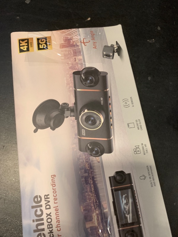 Photo 1 of 4 Channel 360° Dash Cam Front Rear Inside & Left Right,4K+1080P*3 FHD Car Camera,5GHz WiFi & App Control,8 IR Lamps Night Vision,24H Parking Mode,G-Sensor,Loop Recording,Includes 64GB SD Card?Black?