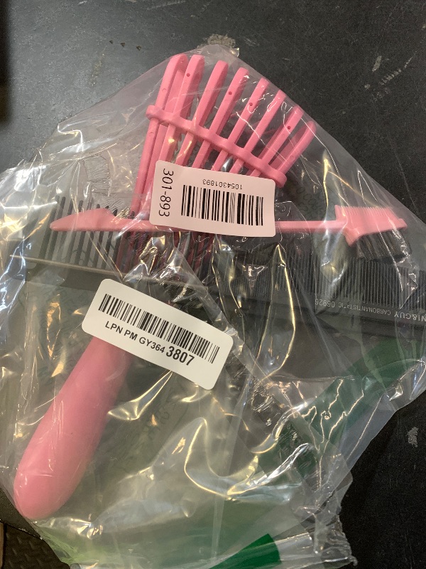 Photo 1 of **INCOMPLETE** EZ Detangler Brush with Edge Brush, Rat Tail Combs Set for Natural, Curly, Wet/Dry, Black Hair, Flex Detangling Brush set for Hair Style and Cuting, No Pain and Easy Clean in Daily Use?Pink + Black)