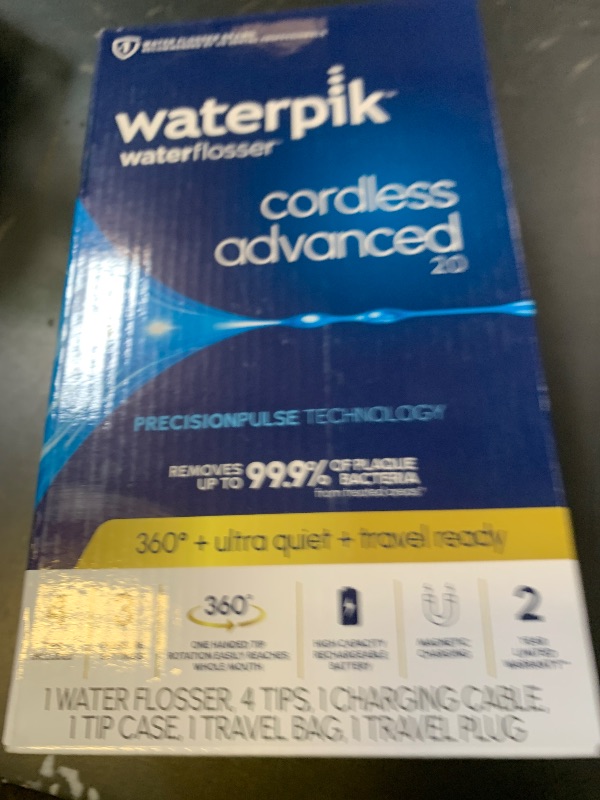 Photo 1 of Waterpik Cordless Advanced 2.0 Water Flosser For Teeth, Gums, Braces, Dental Care With Travel Bag and 4 Tips, ADA Accepted, Rechargeable, Portable, and Waterproof, Blue WP-583, Packaging May Vary