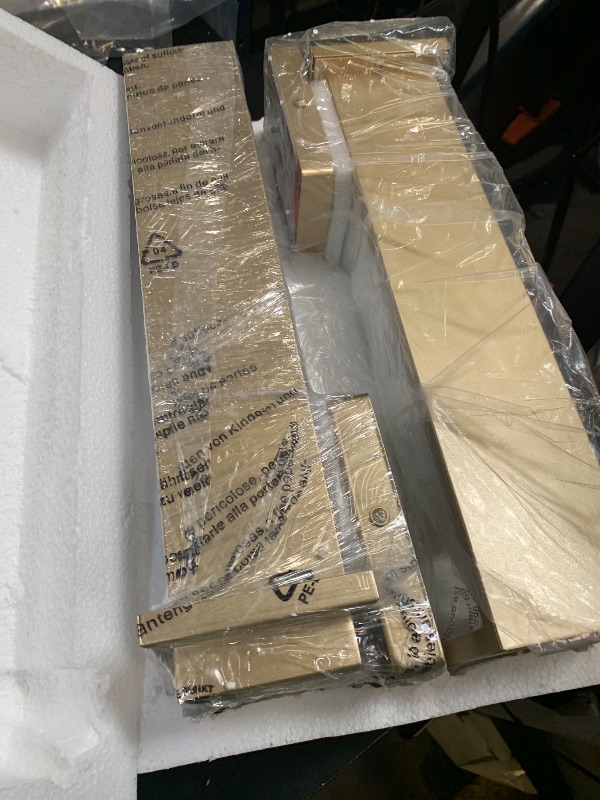 Photo 1 of VenzBlomia 16" Dusk to Dawn LED Outdoor Light 2 Packs, Gold Outside Porch Lights Wall Mount, Large Exterior Lighting Fixtures with Rippled Glass, Waterproof Modern Wall Lantern for House, Patio