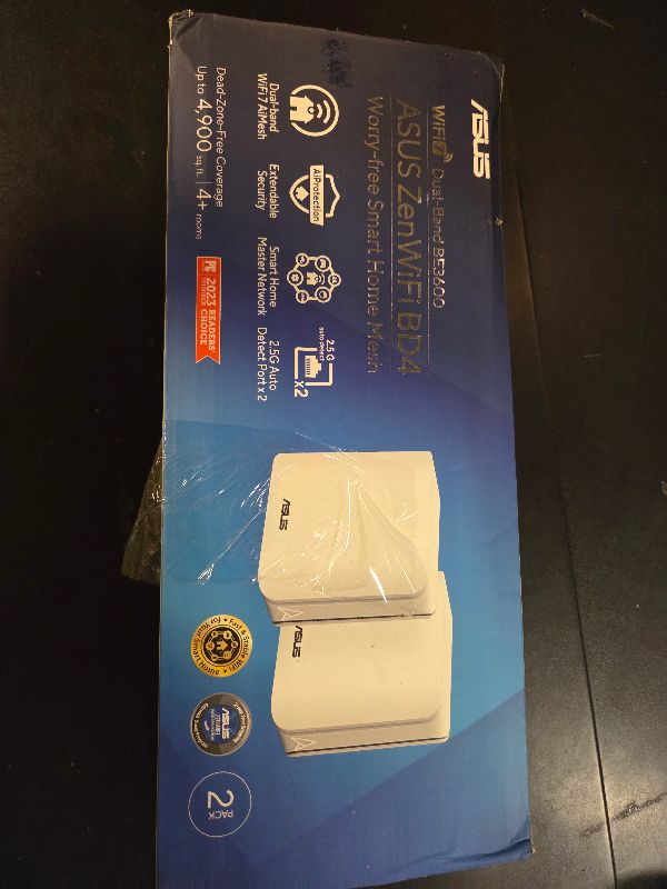 Photo 1 of ASUS ZenWiFi BD4 (2-Pack) Dual-Band WiFi 7 Mesh, 3600 Mbps, 4900 sq.ft., Dual 2.5G Ports, Security and Parental Controls Included, Smart Home Master SSIDs