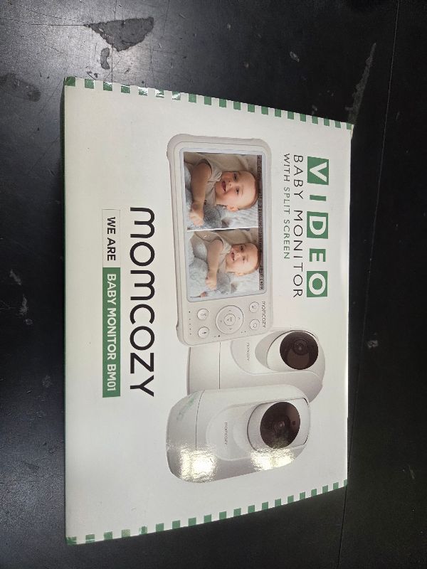 Photo 1 of Momcozy Baby Monitor with 2 Cameras 5’’ 1080P Split Screen Video Baby Monitor with Camera and Audio no WiFi for Baby Safety 5000mAh Battery Infrared Night Vision 2-Way Audio 960ft Range Ideal Gift