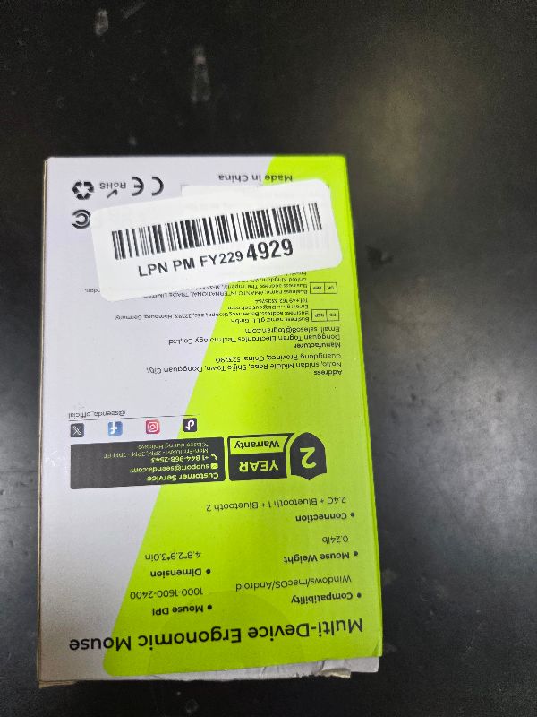 Photo 1 of seenda Ergonomic Mouse Wireless, MOU-302 Bluetooth Vertical Mouse Rechargeable, Optical Mice with 1000/1600/2400 DPI, Volume Knob, 3 Multi-Device Connectivity for Computer/PC/Laptop/Mac, Blue