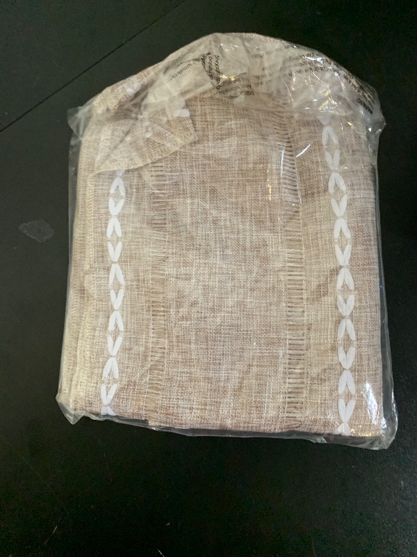 Photo 1 of Artoid Mode Brown Rustic Cotton Linen Table Runner, Seasonal Embroidered Hollow Kitchen Dining Table Decoration for Home Party Decor 13x72 Inch