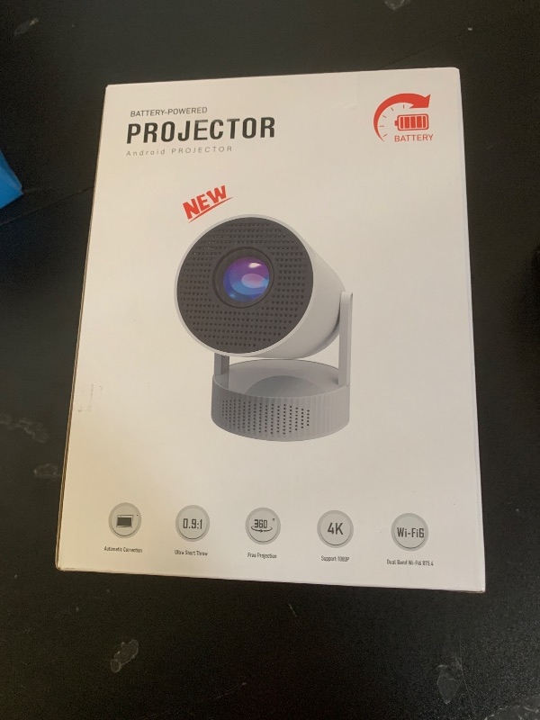 Photo 1 of Mini Projector, Projector with Wifi and Bluetooth Built-in Battery 4K Portable Projector for Outdoor Bedroom, Smart Projectors 1080P Compatible with iphone/TV Stick/HDMI/Laptop