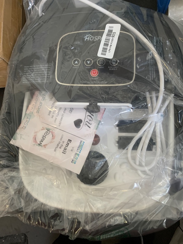 Photo 1 of HOSPAN Collapsible Foot Spa with Heat, Bubble, Red Light, and Temperature Control, Foot Bath Massager with 8 Shiatsu Massage Rollers, Pedicure Foot Spa for Relaxation and Stress Relief, Black