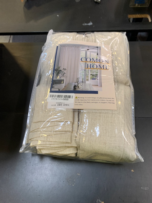 Photo 1 of COMON HOME Pinch Pleated Thick Linen Curtains 96 Inch Length 2 Panels Set for Living Room Warm Beige Neutral Pleated Curtains Semi Sheer Light Filtering Privacy Bedroom Window Drapes