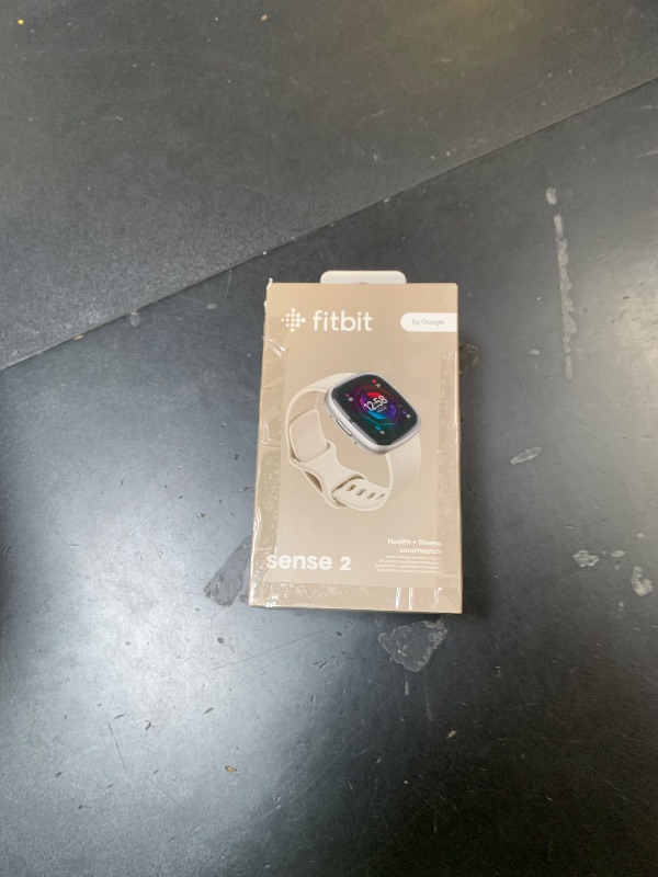 Photo 1 of Fitbit Sense 2 Advanced Health and Fitness Smartwatch with Tools to Manage Stress and Sleep, ECG App, SpO2, 24/7 Heart Rate and GPS, Lunar White/Platinum, One Size (S & L Bands Included)