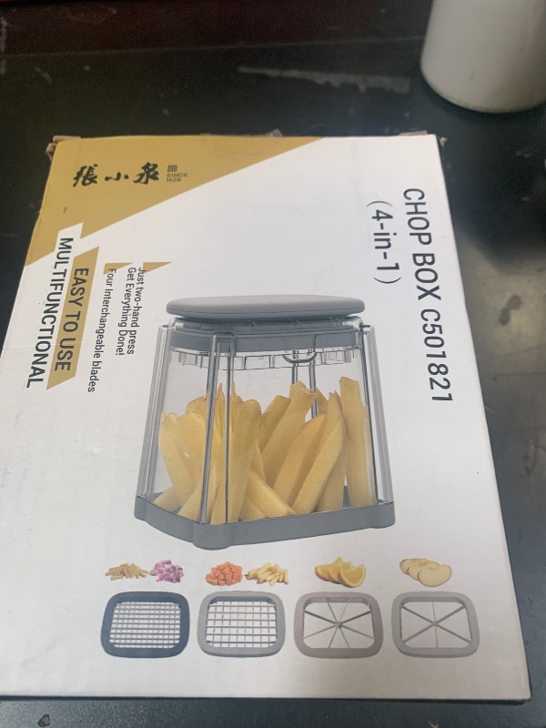 Photo 1 of **PARTIAL SET*** 4-in-1 French Fry Cutter Potato Slicer with Container Manual Vegetable Chopper with Blades Potato Cutter for Fries Apple Slicer & Onion Dicer