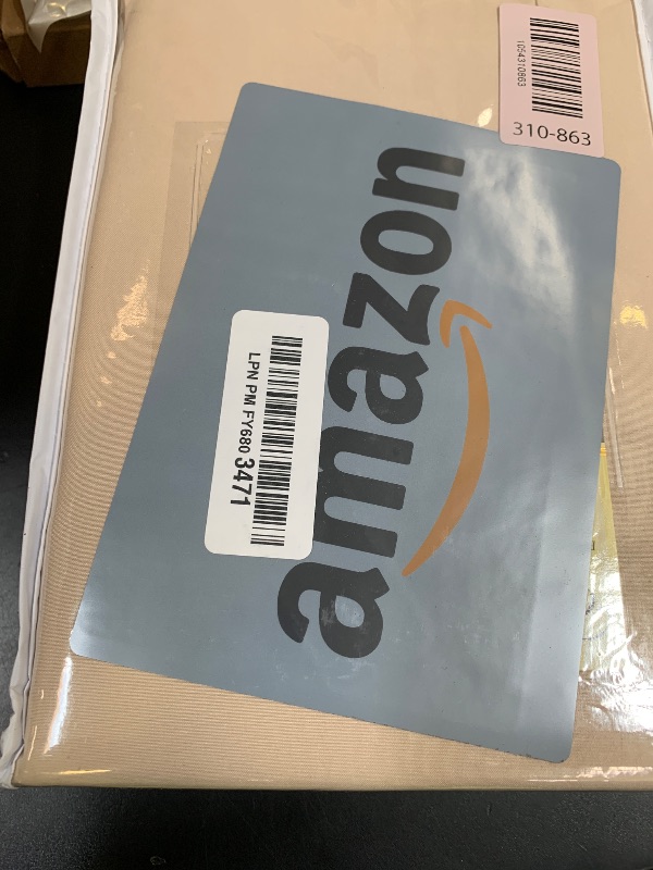 Photo 1 of Amazon Basics Lightweight Super Soft Easy Care Wrinkle Free Breathable Microfiber 4 Piece Bed Sheet Set with 14-Inch Deep Pockets, Machine Washable, Brushed, King, Taupe, Solid