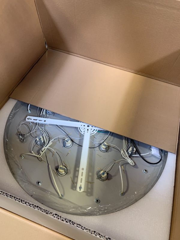 Photo 1 of W32in Crystal Ceiling Chandelier Modern Gold Chandeliers Raindrop Crystal Ceiling Lighting Fixture Flush Mount Chandelier for Living Room Hallway Dining Room Kitchen Bedroom