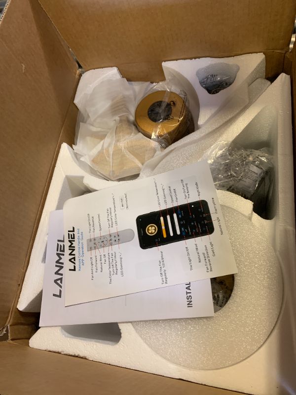 Photo 1 of LANMEL 52'' Black and Gold Ceiling Fans with Lights and Remote, 6 Speed Low Profile Modern Ceiling Fan with Quiet DC Motor for Indoor Outdoor Bedroom Living Room