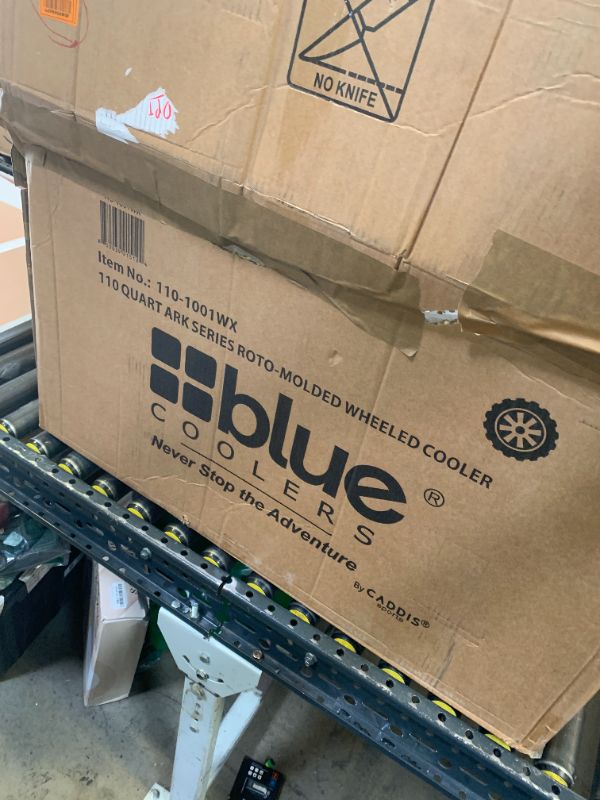 Photo 1 of Blue Coolers Ark Series with Wheels 110 Quart, Roto-Molded Ice Cooler | Large Ice Chest Holds Ice up to 10 Days | (White)