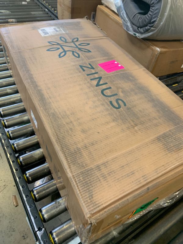 Photo 1 of Zinus King r Upholstered Platform Bed with Horizontal Paneled Headboard, Wooden Slat Support, No Box Spring Needed, Easy Assembly, Eco Friendly Packaging, Dark Grey