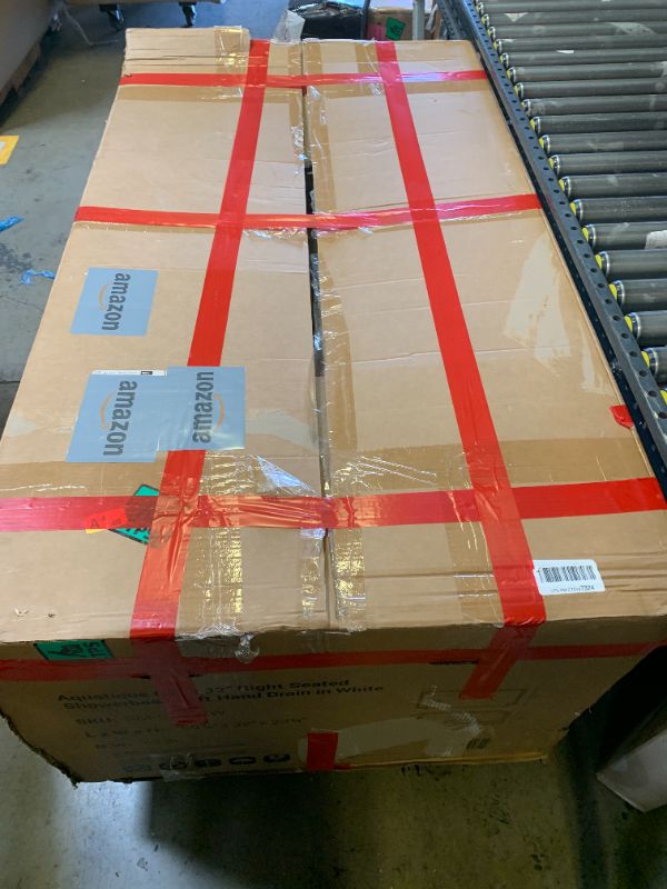 Photo 1 of Aquatique 60 X 32 Single Threshold Shower Base With Left Hand Drain and Integral Right Hand Seat in White