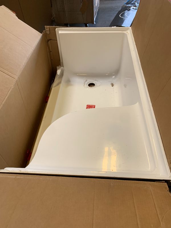 Photo 1 of Aquatique 60 X 32 Single Threshold Shower Base With Left Hand Drain and Integral Right Hand Seat in White