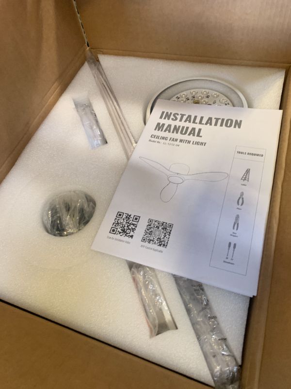 Photo 1 of LUDOMIDE Ceiling Fans with Lights,52 Inch Low Profile Ceiling Fan with Wall Control and Remote Control,Dimmable,Flush Mount Ceiling Fan with Noiseless DC Reversible Motor for Bedroom Indoor Use