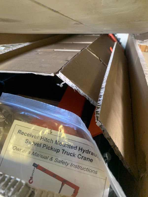 Photo 1 of Rugcel 1500 lb Stretchable Receiver Hitch Mounted Hydraulic Swivel Pickup Truck Crane, with Three Boom Capacities of 750 lb, 1000 lb and 1500 lb (Hitch Crane 1500LB)