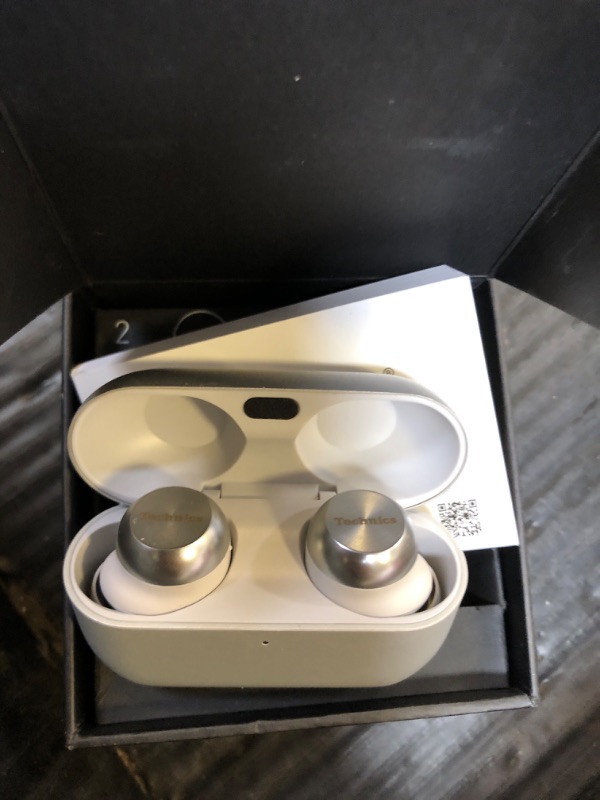 Photo 1 of Technics Reference Class Hi-Fi Wireless Earbuds, Dolby Atmos with Head Tracking, Adaptive Noise Cancelling, 3 Device Multipoint, 10-hr Battery, Wireless Charging, Improved Fit - EAH-AZ100-S (Silver)
