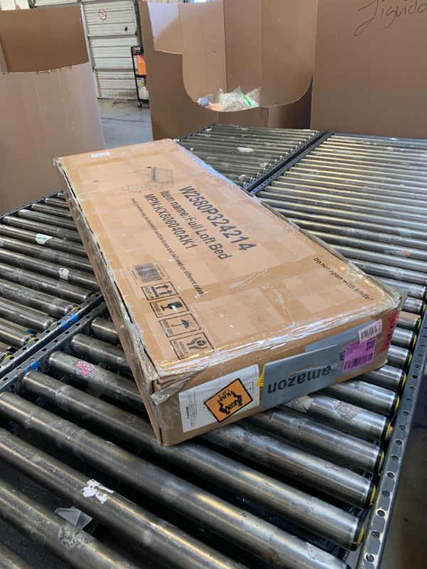 Photo 1 of KEIKI Full Size Metal Loft Bed Frame with Convertible Staircase, Built-in Storage Shelves and Wardrobe, Loft Bed with Solid Slats, Guardrail, No Box Spring Required, Easy Assembly, for Bedroom, Black