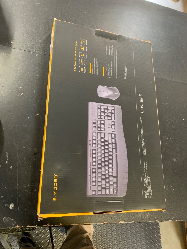 Photo 1 of Wireless Keyboard and Mouse Combo, E-YOOSO 2.4GHz Full Sized Ergonomic Wireless Keyboard with Wrist Rest, 3 DPI Adjustable and 6 Buttons Cordless USB Mouse for Computer, Laptop, PC, Windows (Black)