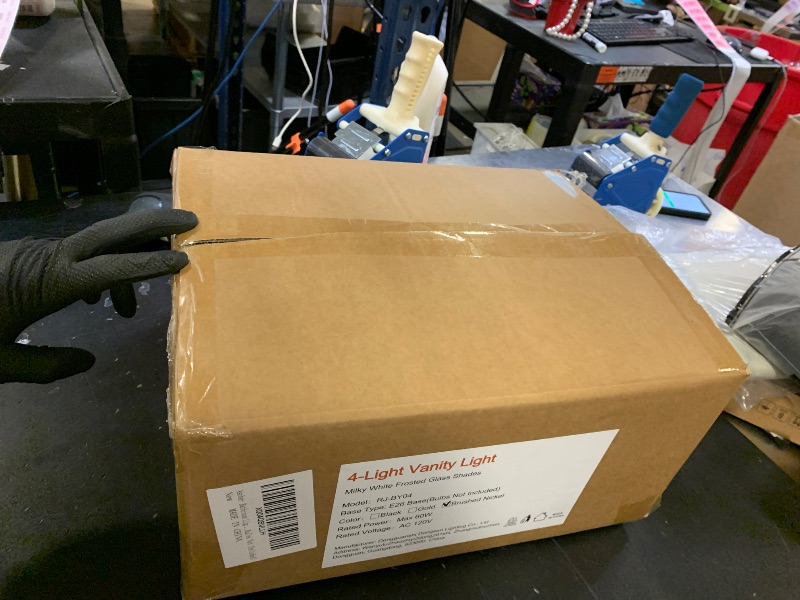 Photo 1 of Ascher Bathroom Light Fixtures, 4-Light Vanity Light Over Mirror, Brushed Nickel Wall Sconces with Milky White Frosted Glass Shades, Wall Lamp for Living Room Bedroom, E26 Base(Bulbs Not Included)