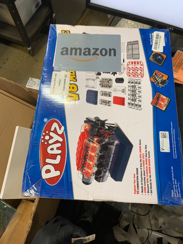 Photo 1 of Playz V8 Combustion Engine Model Kit That Runs - Build Your Own STEM Mini V8 Model Engine Kit for Adults & Kids Age 12+, Visible V8 Mini Engine Kit That Works for Adult w/ 270 STEM Parts