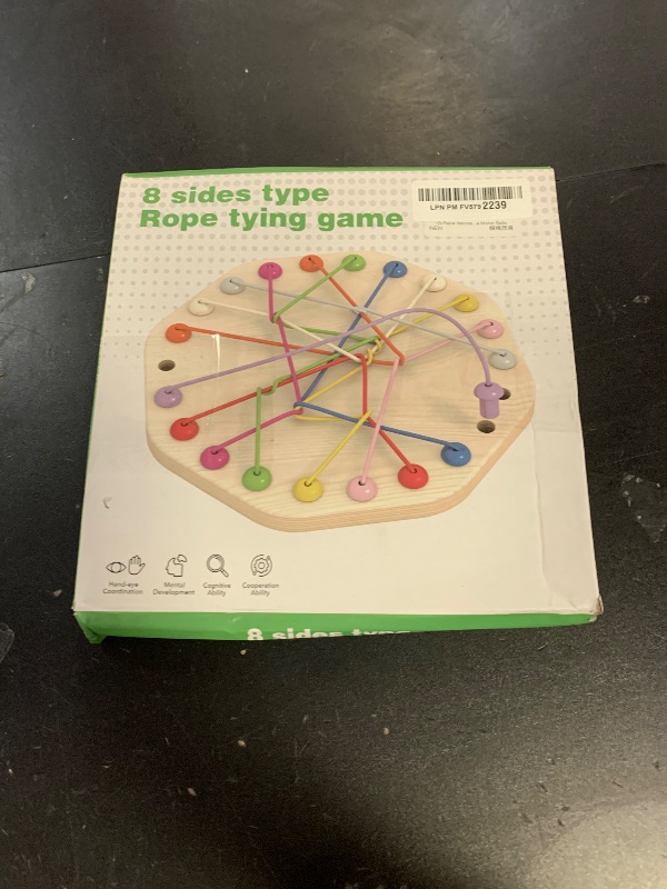 Photo 1 of 10-Piece Wooden Rope Untangling Puzzle Game–Knot Logic Board Toy for Kids & Family, Multi-Level Brain Teaser to Develop Fine Motor Skills