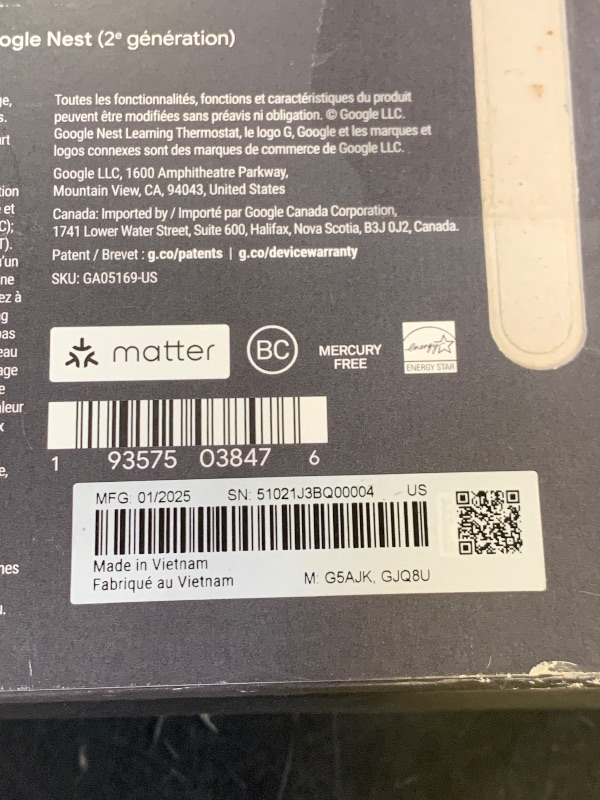 Photo 1 of Google Nest Learning Thermostat (4th gen) + Nest Temperature Sensor (2nd gen) - Obsidian